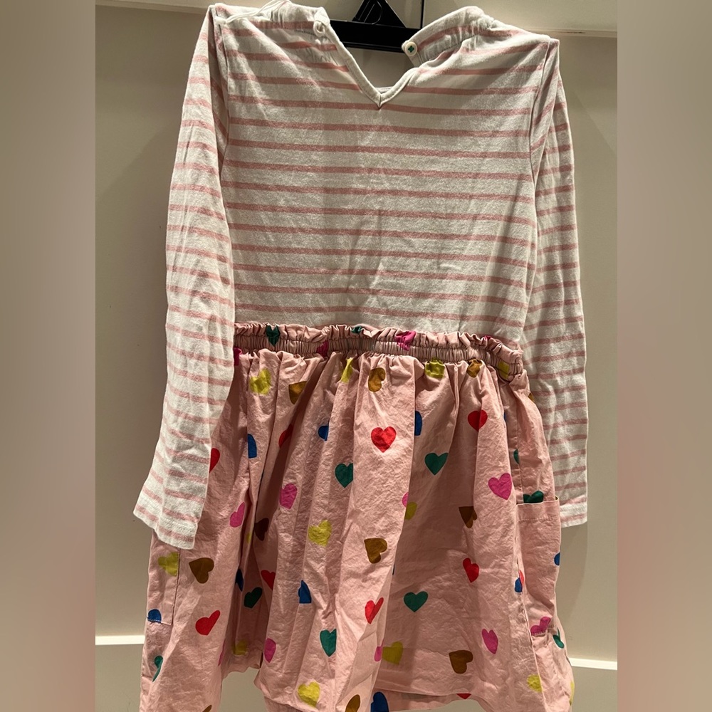 Mini Boden Stripe And Heart Dress 7-8